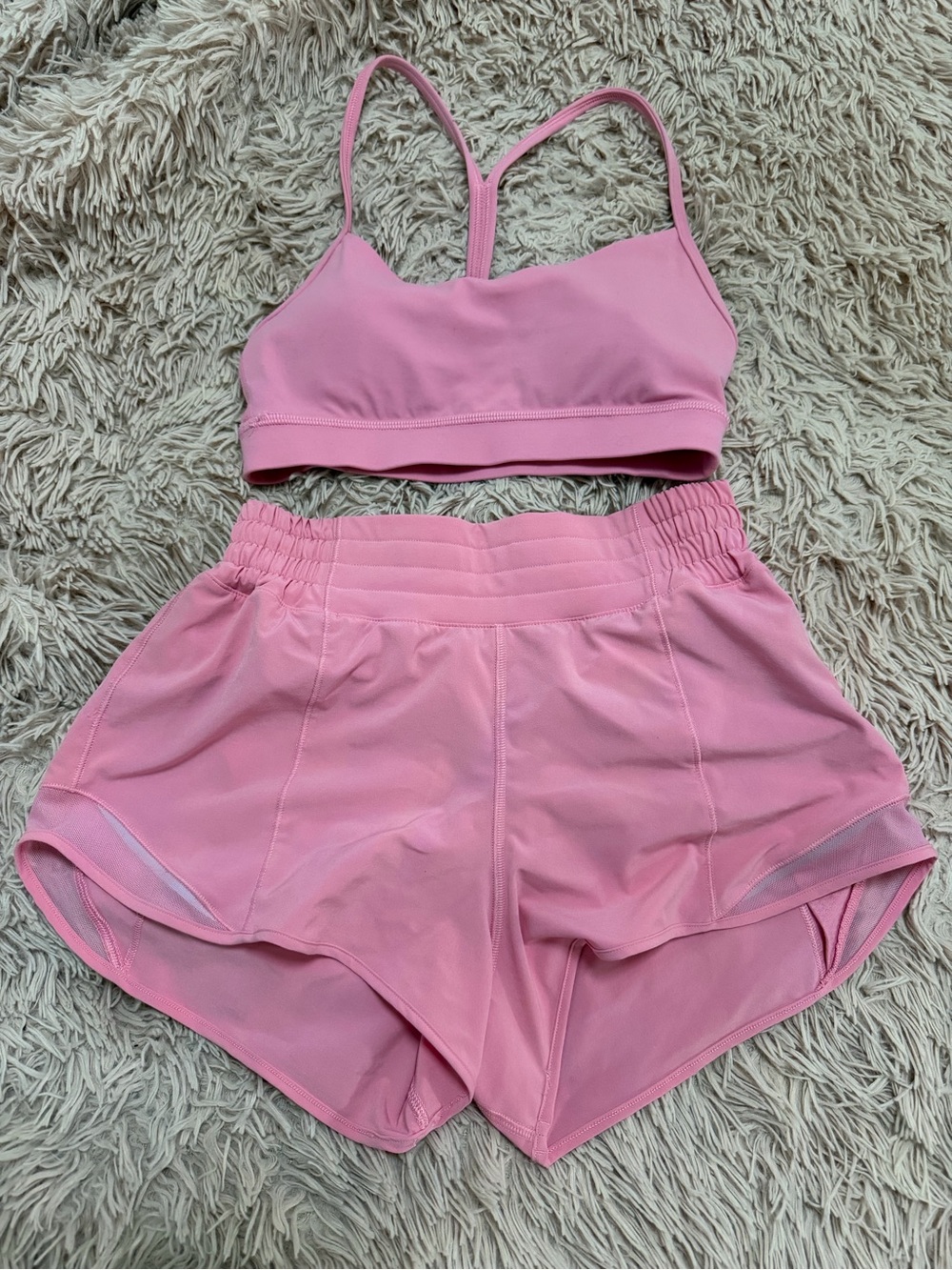 lululemon athletica Light Pink Athletic Bra & Shorts Set